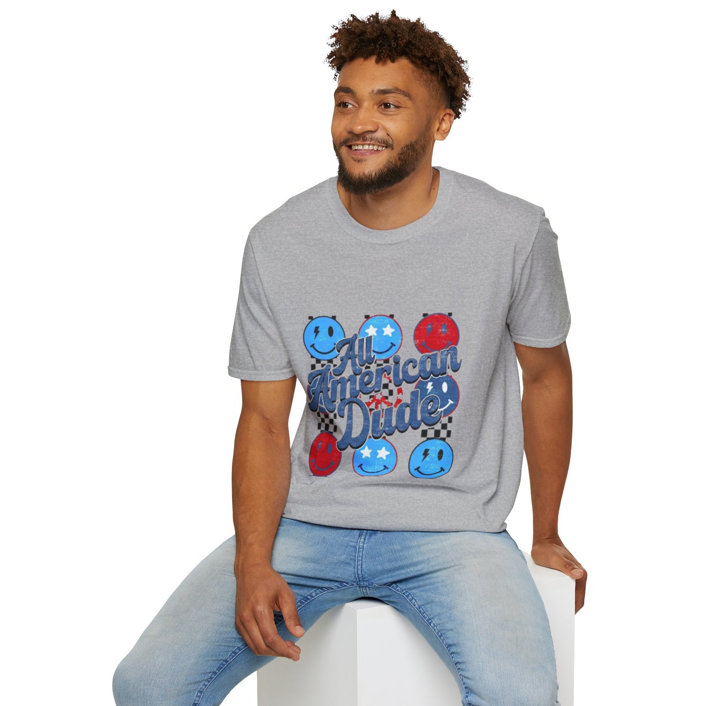All American Dude Unisex T-Shirt, Patriotic Tee, Summer Fashion, Gift for Him, July 4th Celebration, Casual Wear