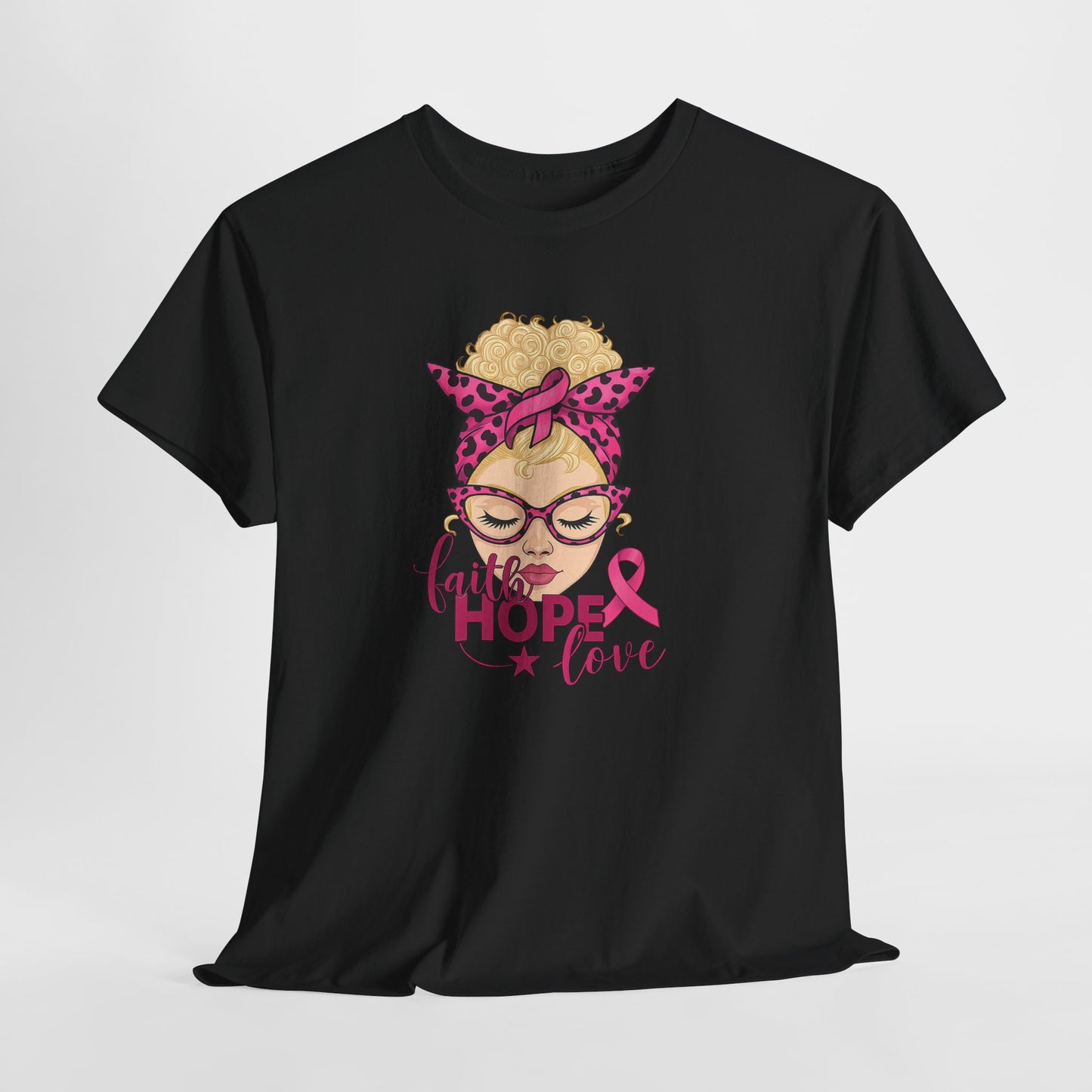 Hope Love Pink Ribbon Tee - Breast Cancer Awareness