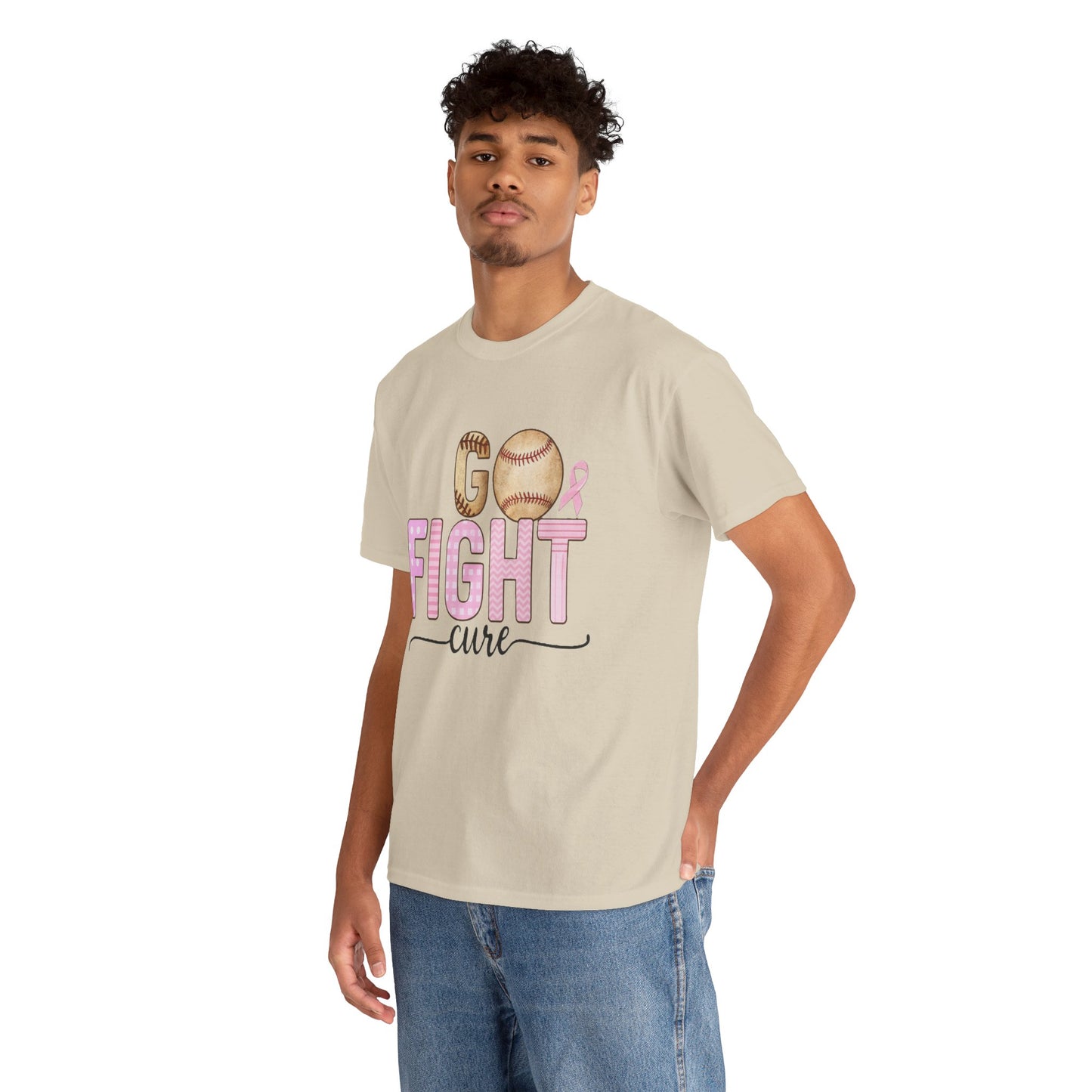 Go Fight Cure Baseball Pink Ribbon Awareness Tee