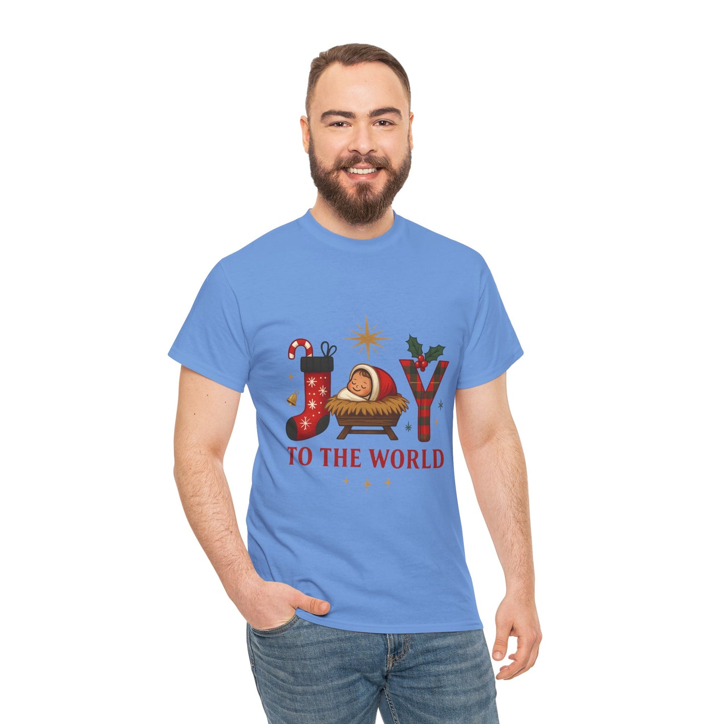 Christmas Joy Unisex Tee with Baby Jesus Illustration