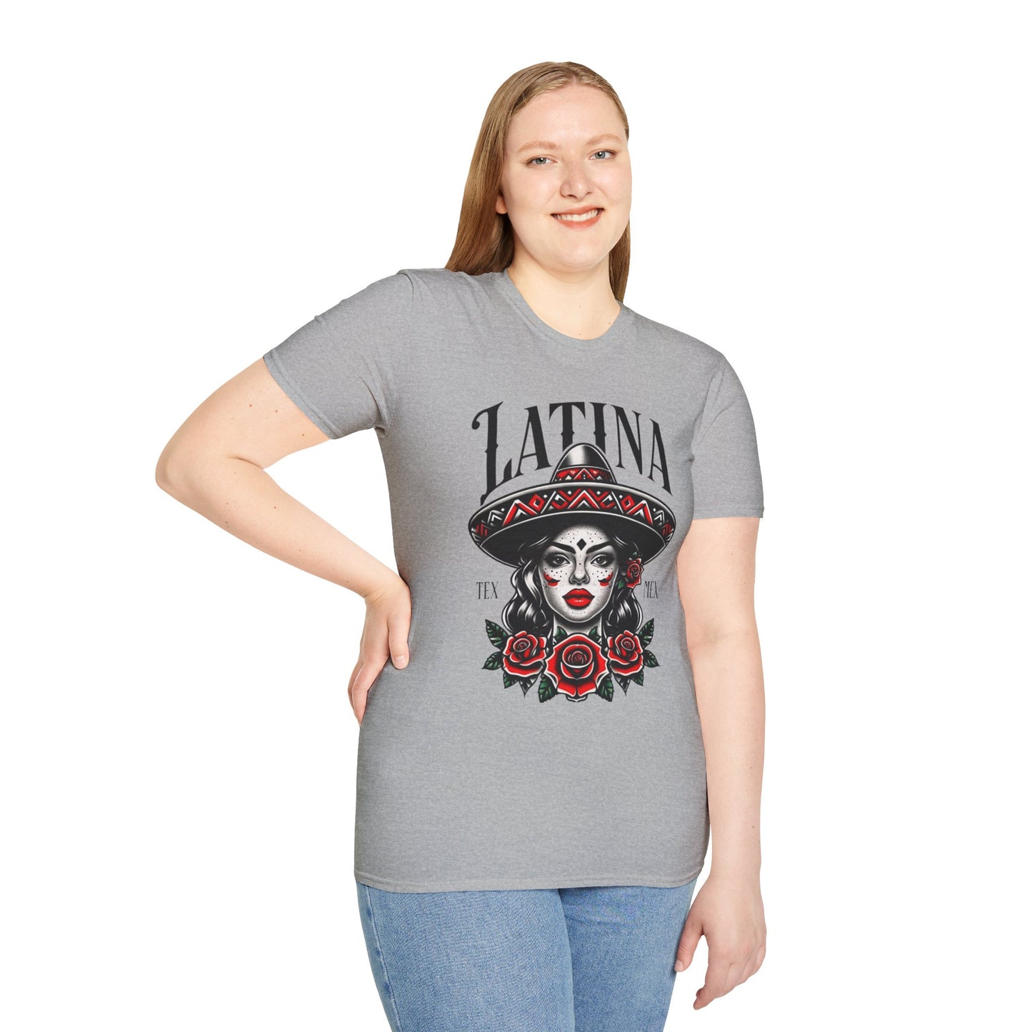 Latina Floral Graphic T-Shirt, Casual Wear, Cultural Pride Tee, Fashion for Latinas, Gifts for Her, Summer Style