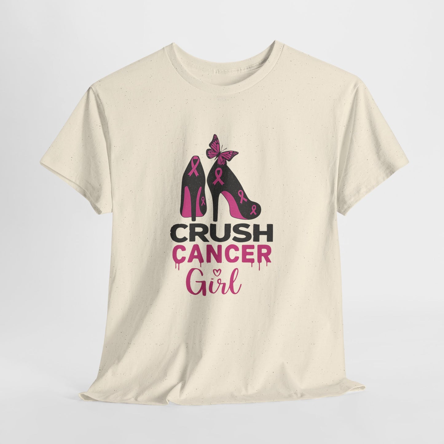 Crush Cancer Girl Tee: High Heels, Pink Ribbon, Hope