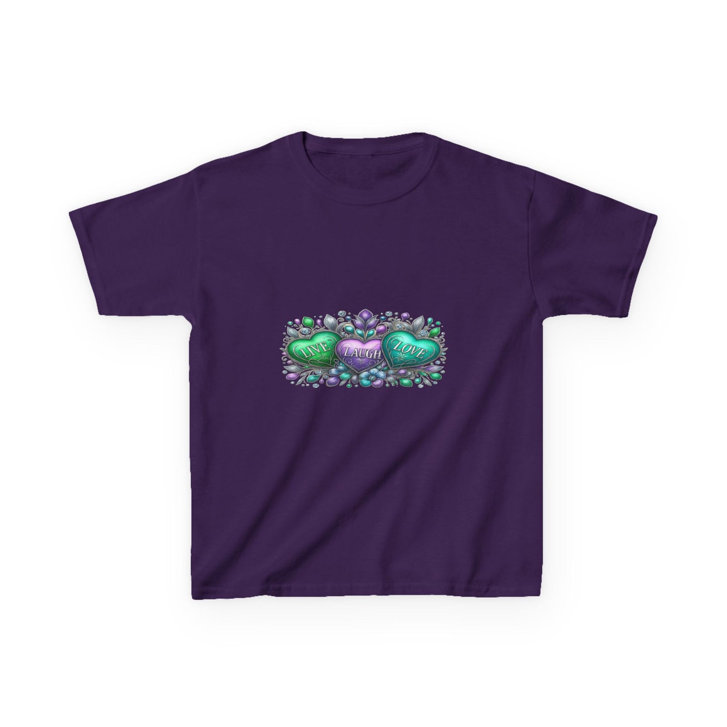 Live Laugh Love Dinosaur Heart Kids Christmas Tee