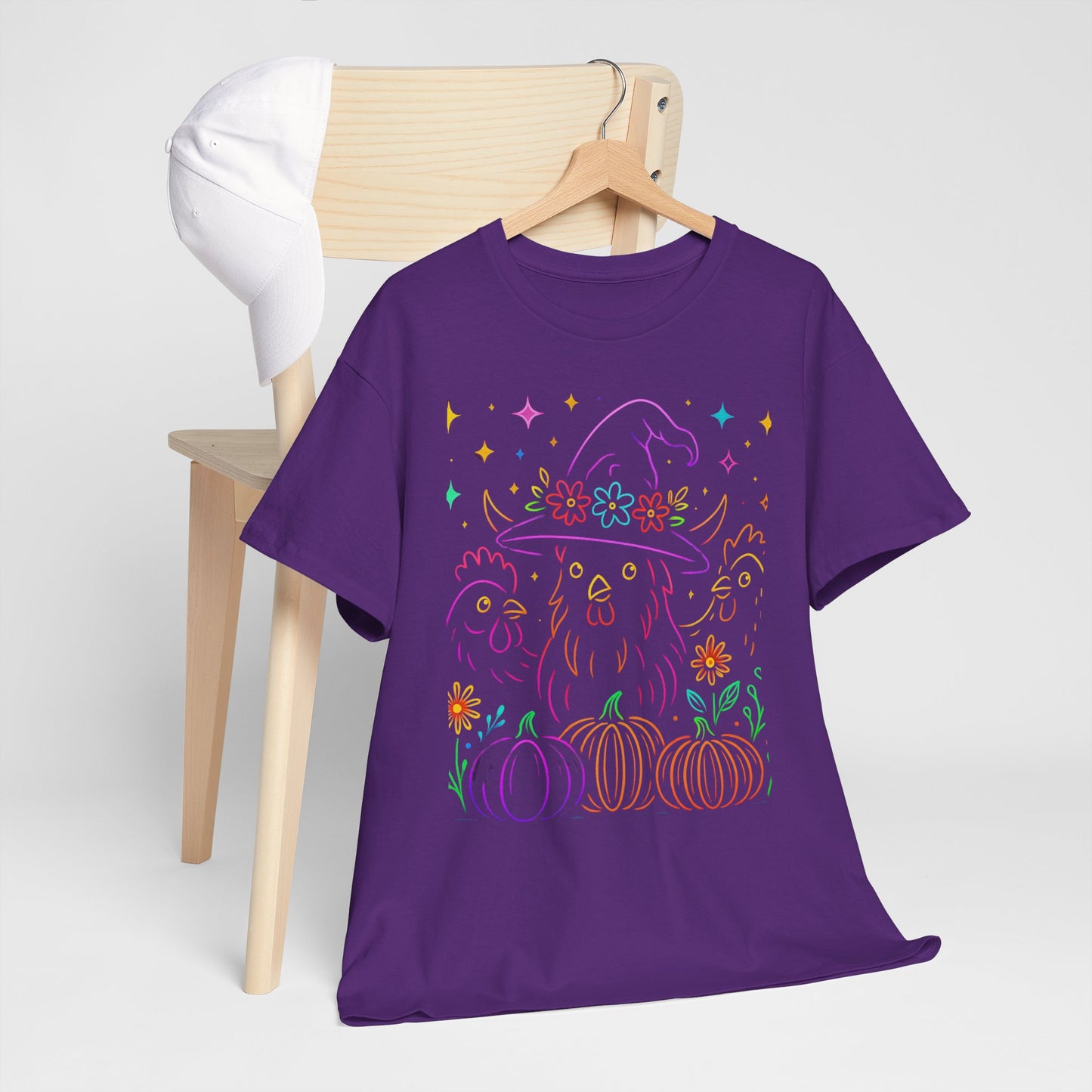 Witchy Chicken Tee – Magical Halloween Pumpkin Shirt