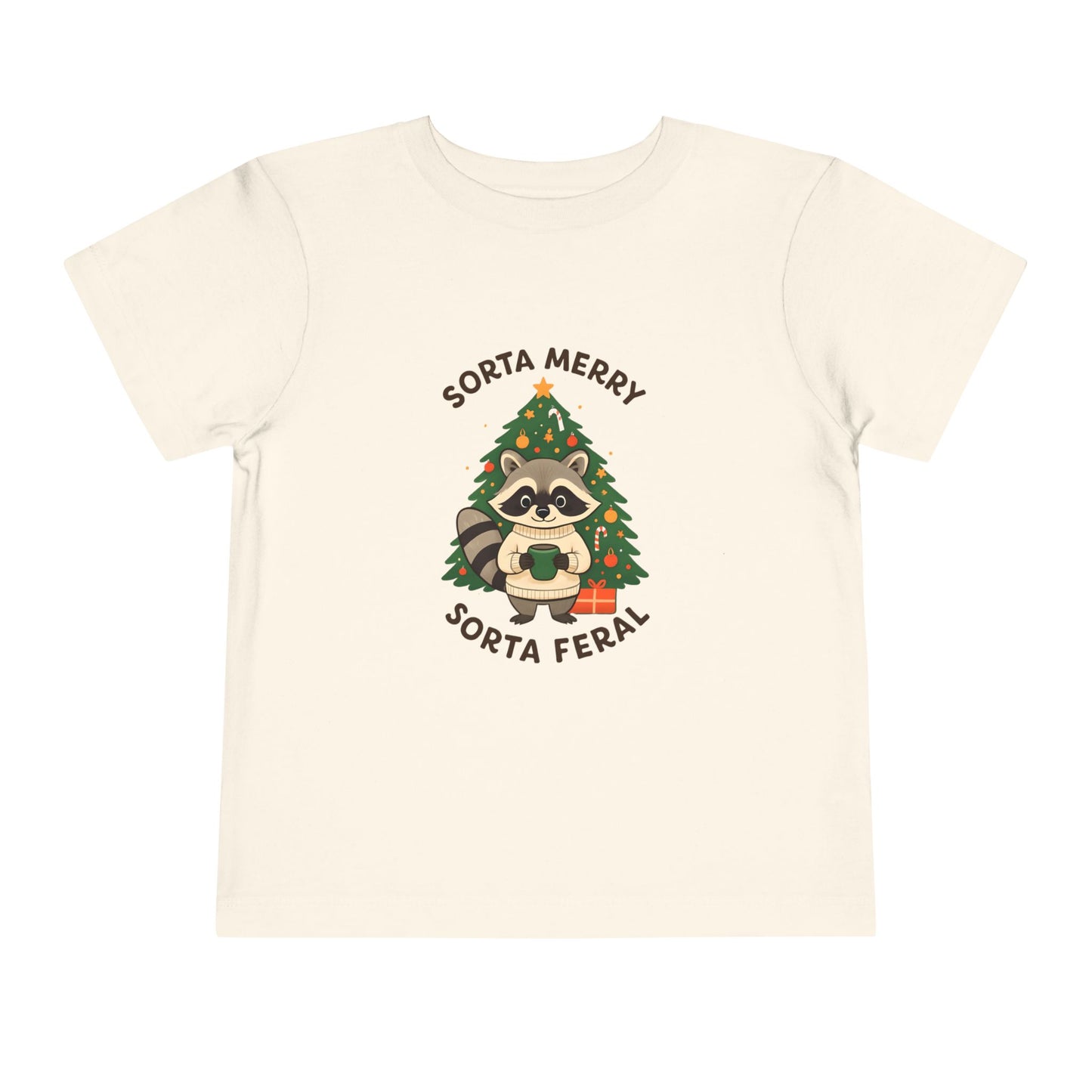 Sorta Merry Sorta Feral Raccoon Toddler Christmas Tee