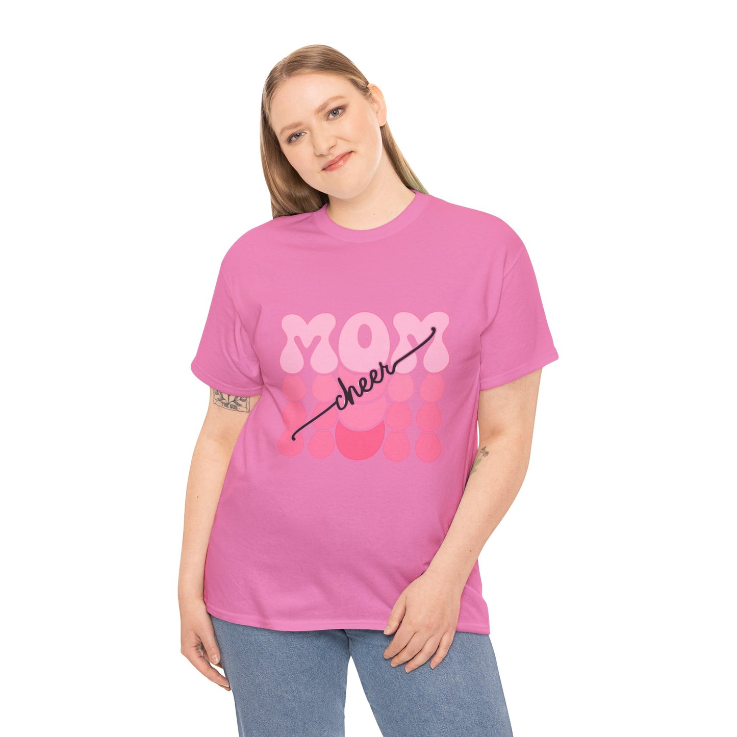 MOM Cheer – Pink Bubble Letter Spirit Tee
