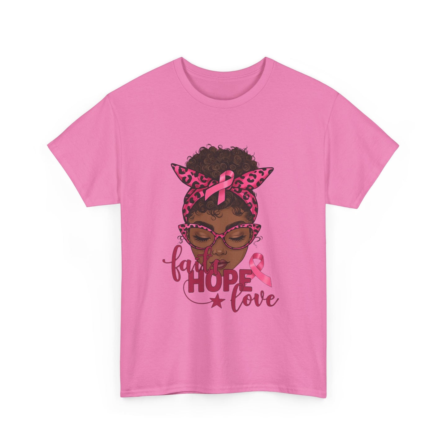 Hope Love Faith Black Woman Pink Ribbon Tee