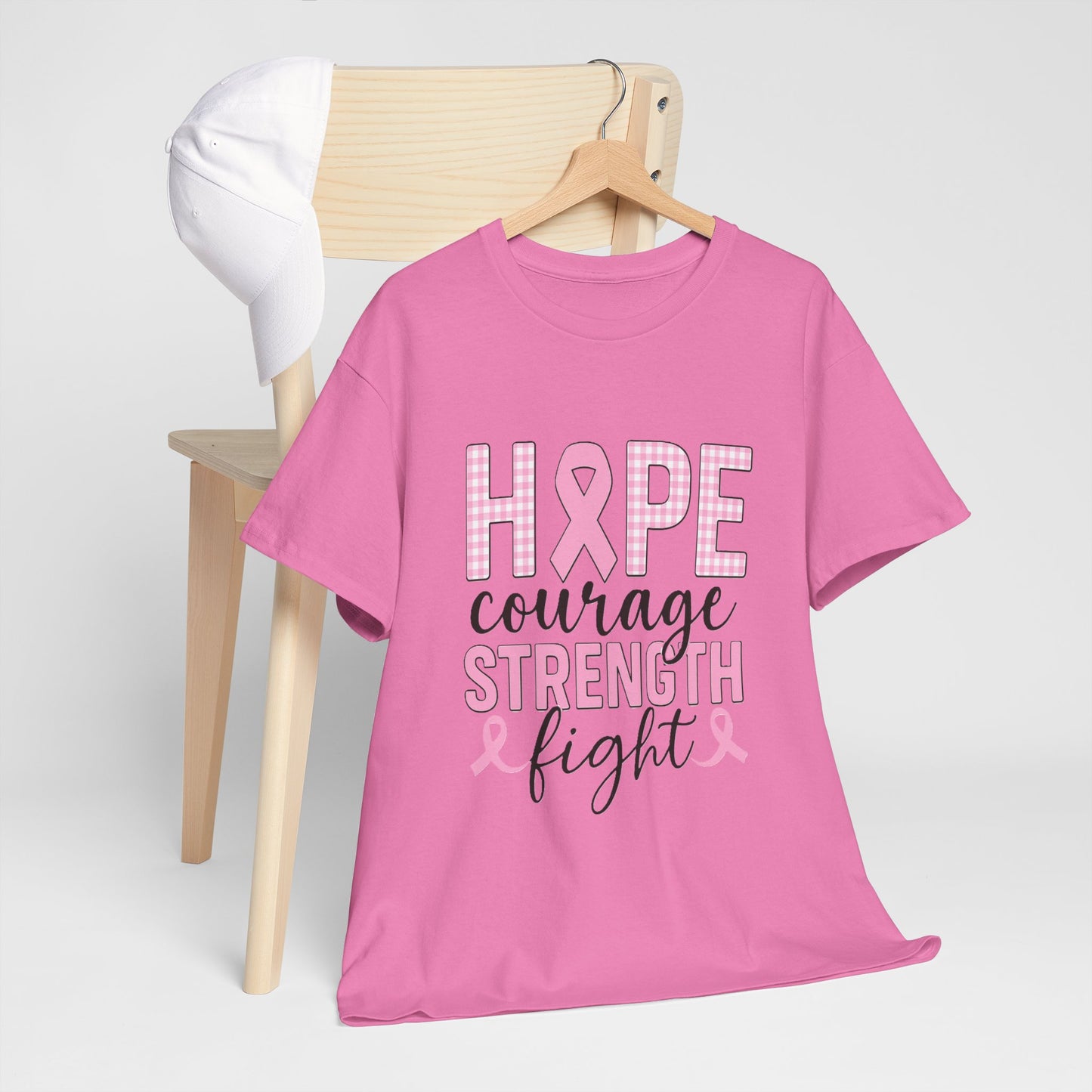 Hope, Courage & Strength Pink Ribbon Awareness Tee