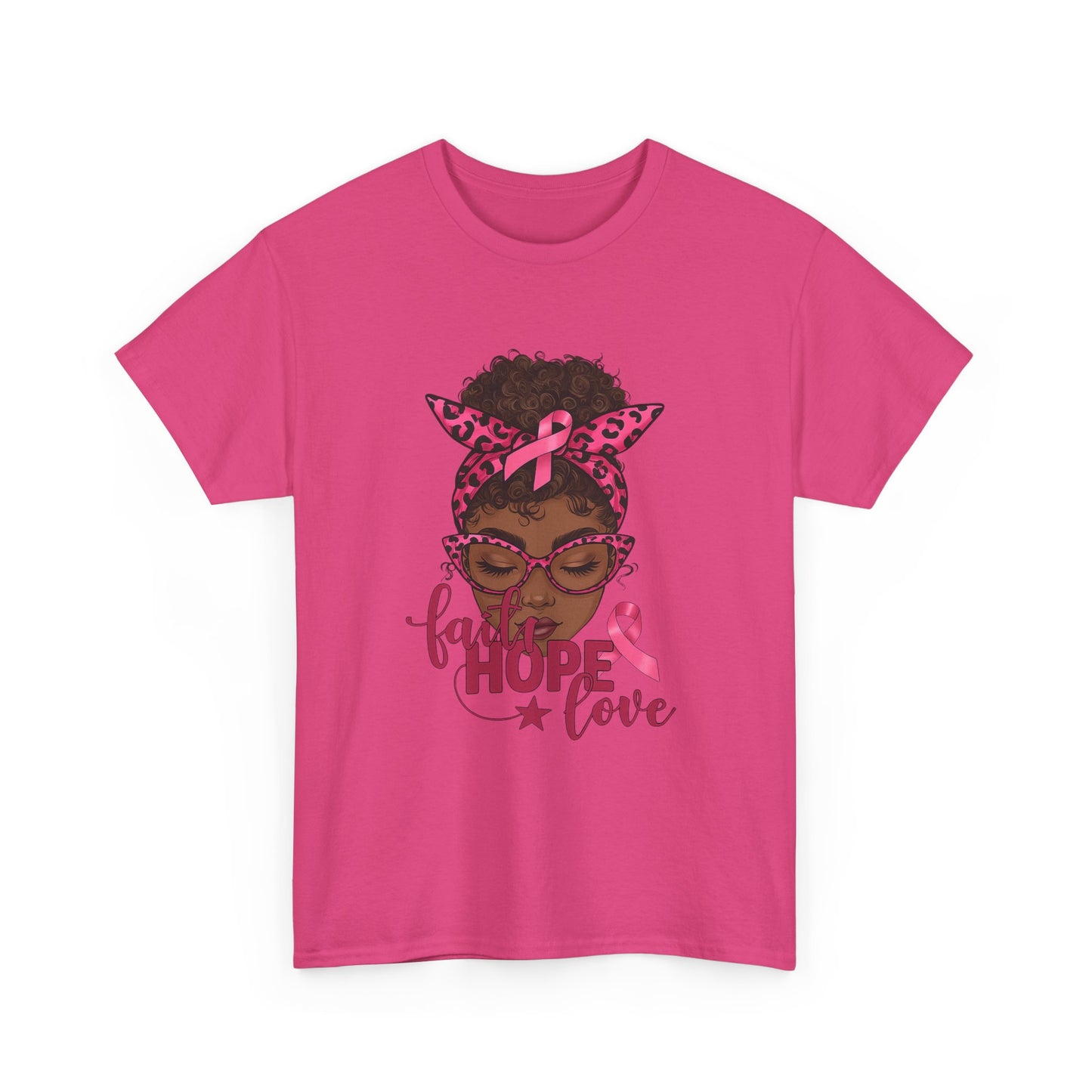 Hope Love Faith Black Woman Pink Ribbon Tee