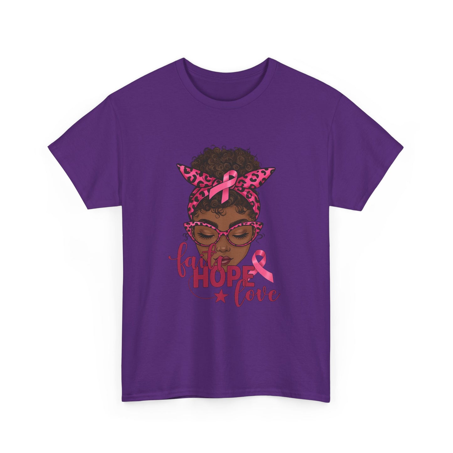 Hope Love Faith Black Woman Pink Ribbon Tee