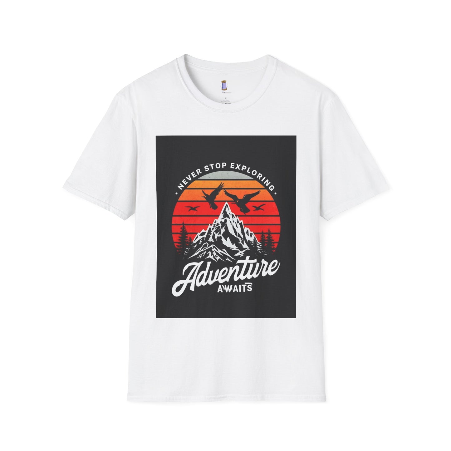 Adventure Awaits T-Shirt | Unisex Softstyle Tee | Perfect for Travel Lovers, Outdoor Adventures, Camping, Nature Gifts, Explore