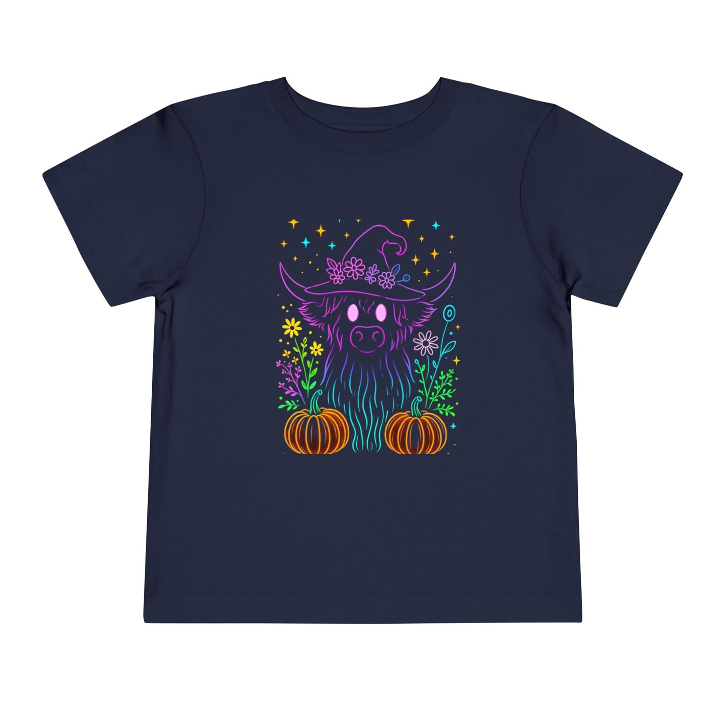 Toddler Tee Highland Cow Witch Hat Halloween Shirt