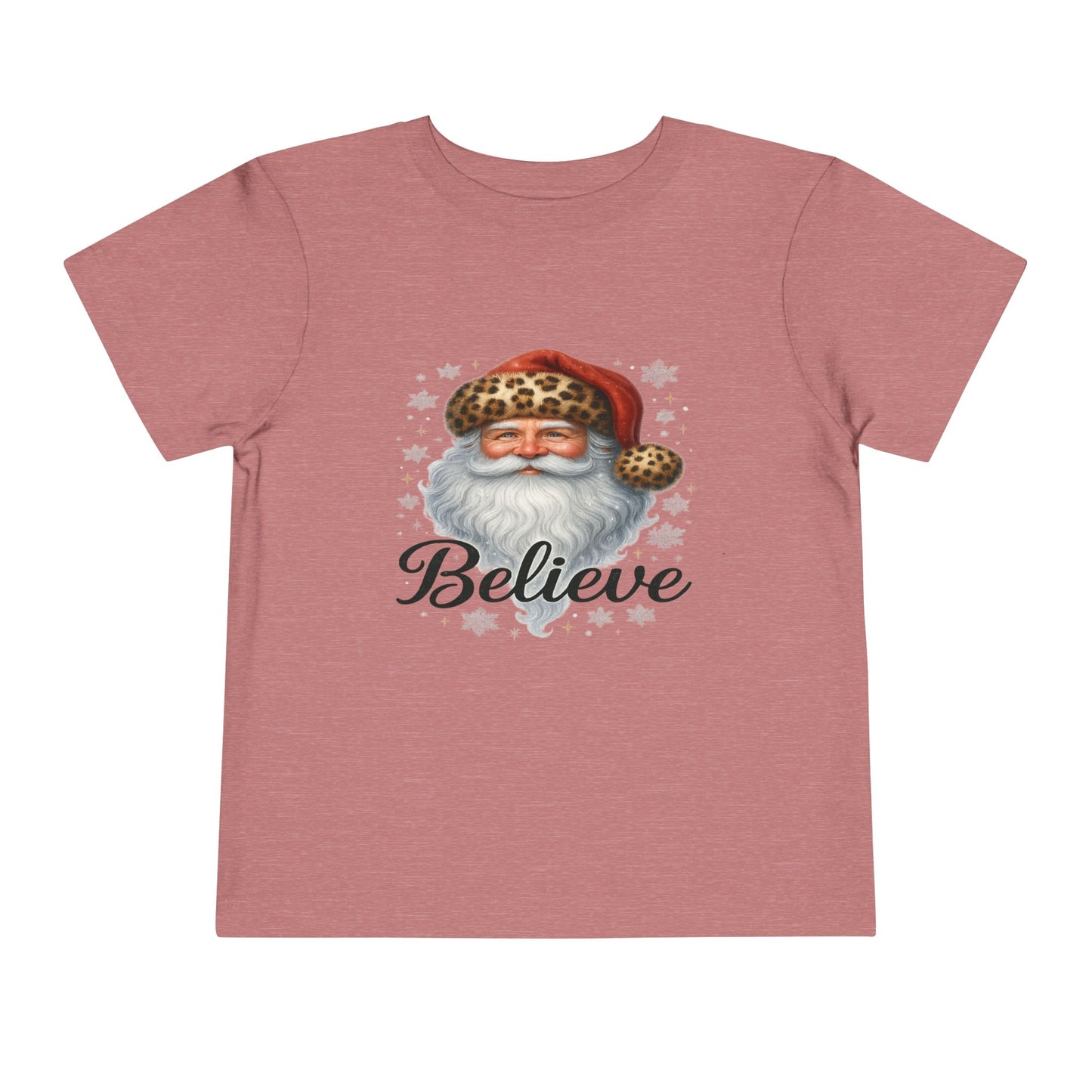Believe Santa Leopard Print Toddler Christmas Tee