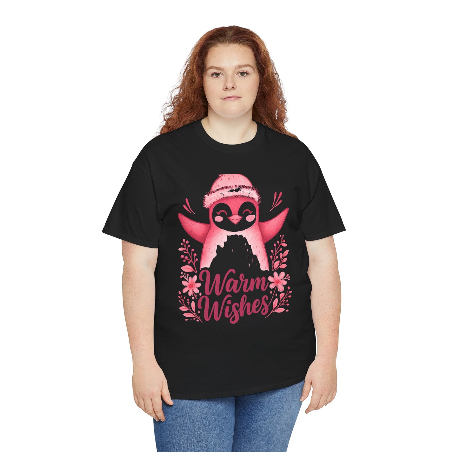Warm Wishes Pink Penguin Tee - Holiday Tee