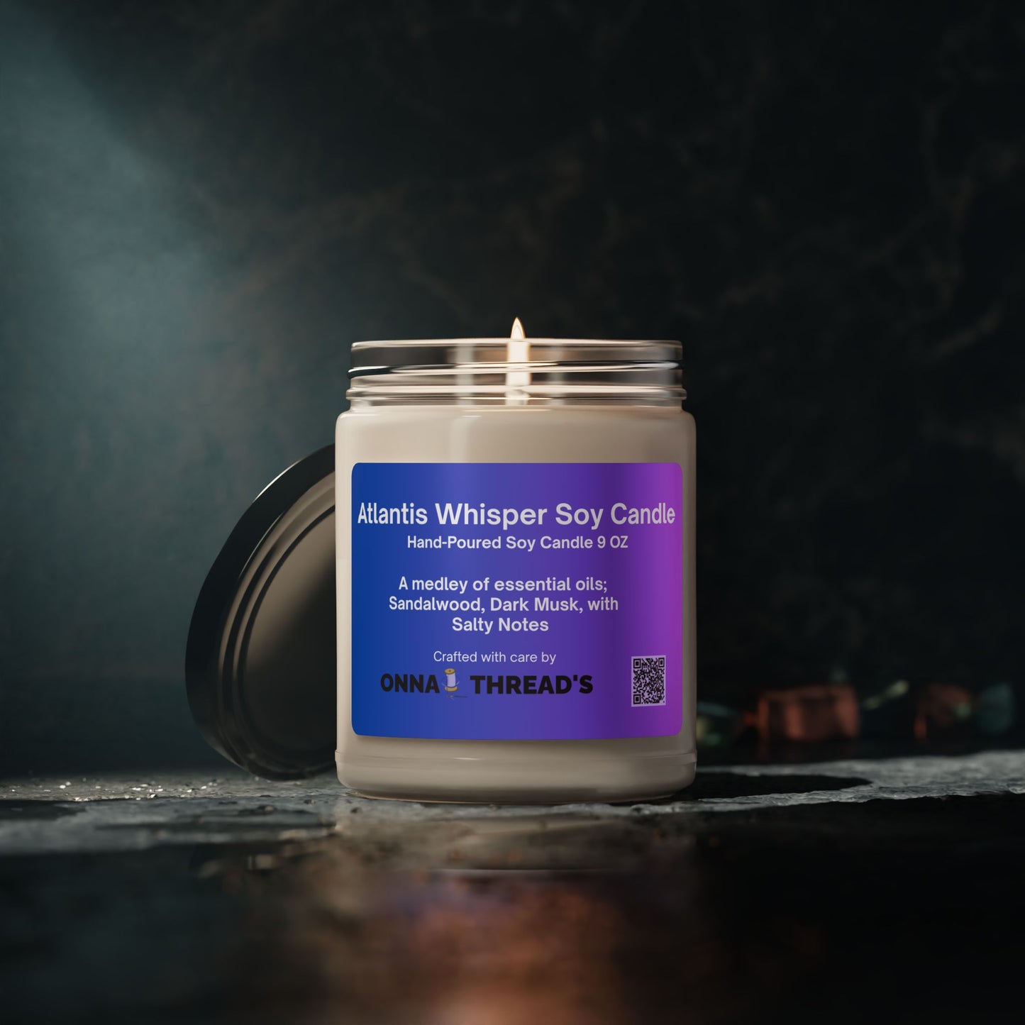 Atlantis Whisper Scented Soy Candle | Relaxing Essential Oil Candle for Home Decor, Gifts, Meditation, Aromatherapy, or Events