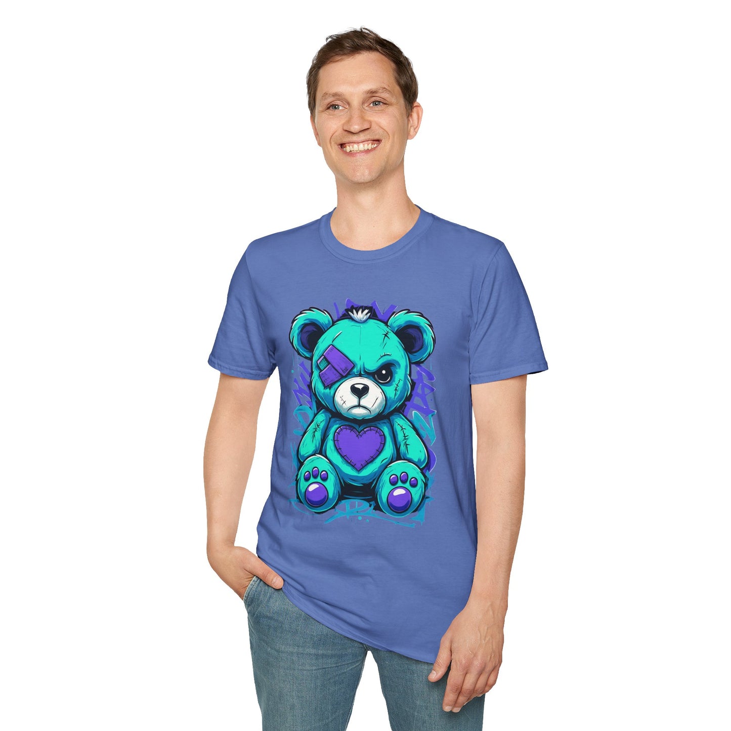 Adorable Grumpy Bear Unisex Softstyle T-Shirt | Cute Graphic Tee, Casual Wear, Gift for Animal Lovers, Birthday Present, Fun Fashion
