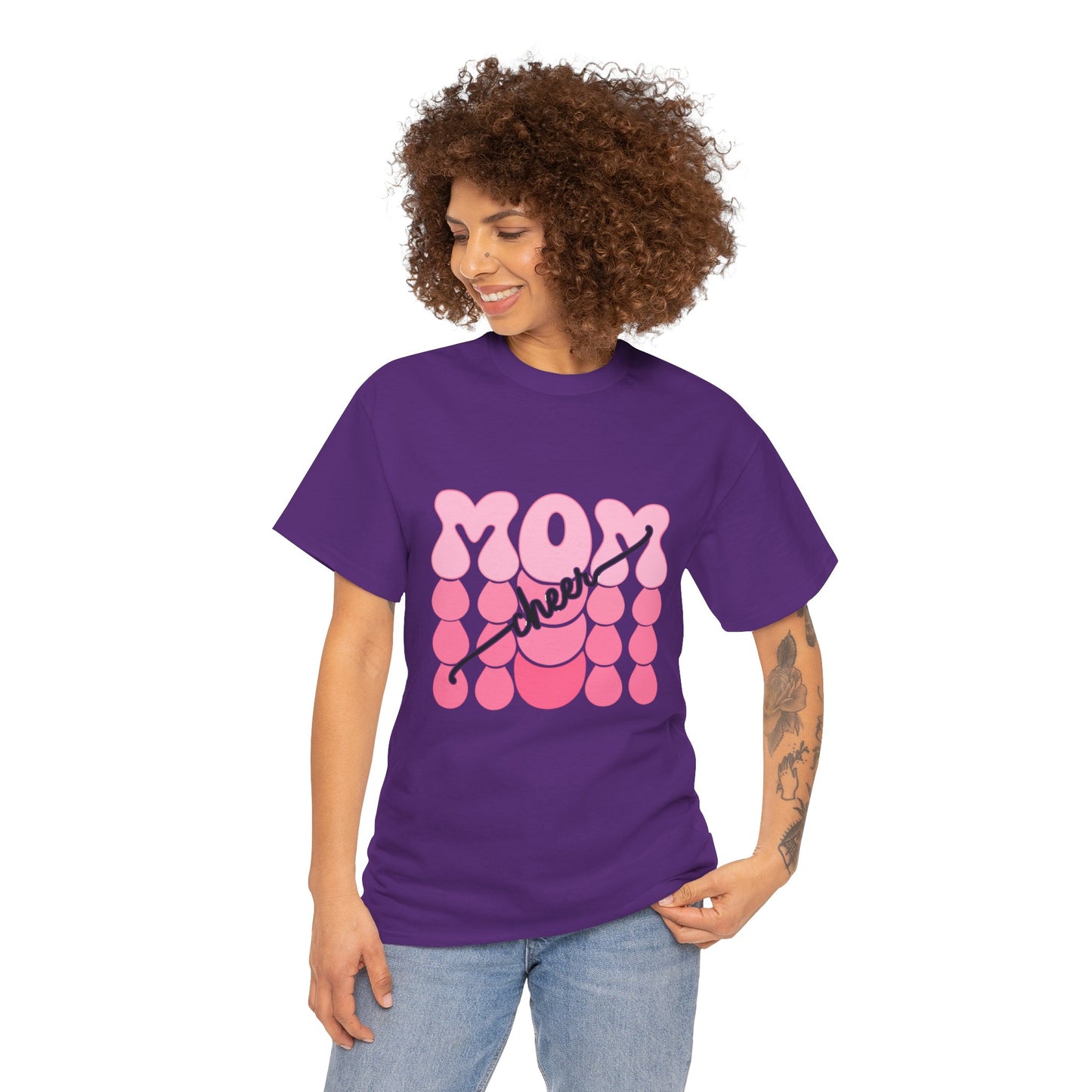 MOM Cheer – Pink Bubble Letter Spirit Tee