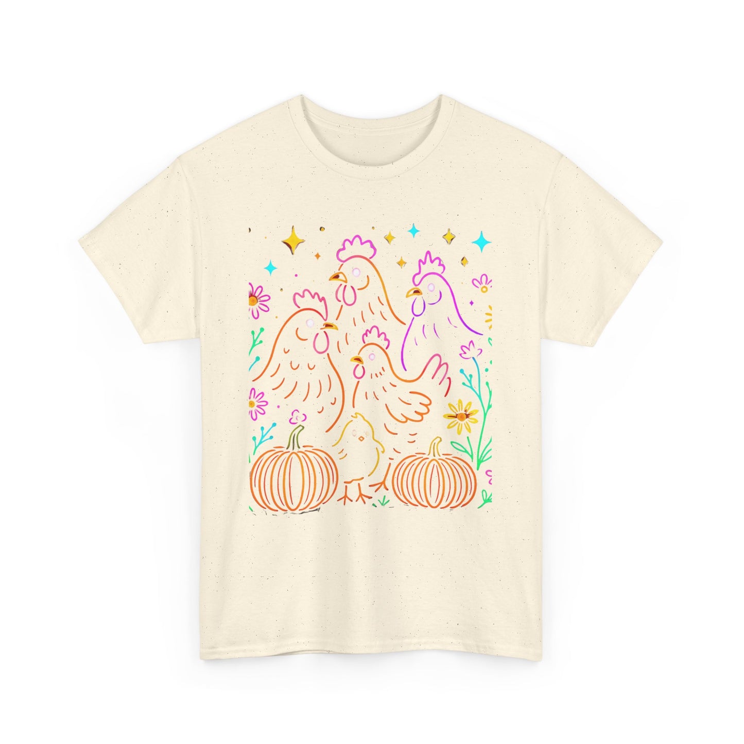 Autumn Glow Chicken Tee – Colorful Farmhouse Pumpkin Shirt