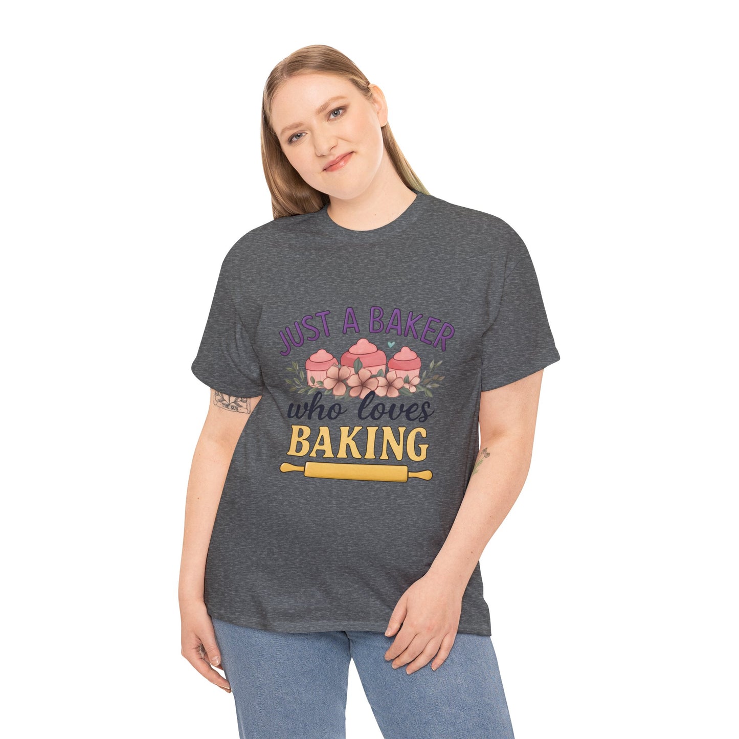 Baking Lover Tee with Cupcake and Rolling Pin Design
