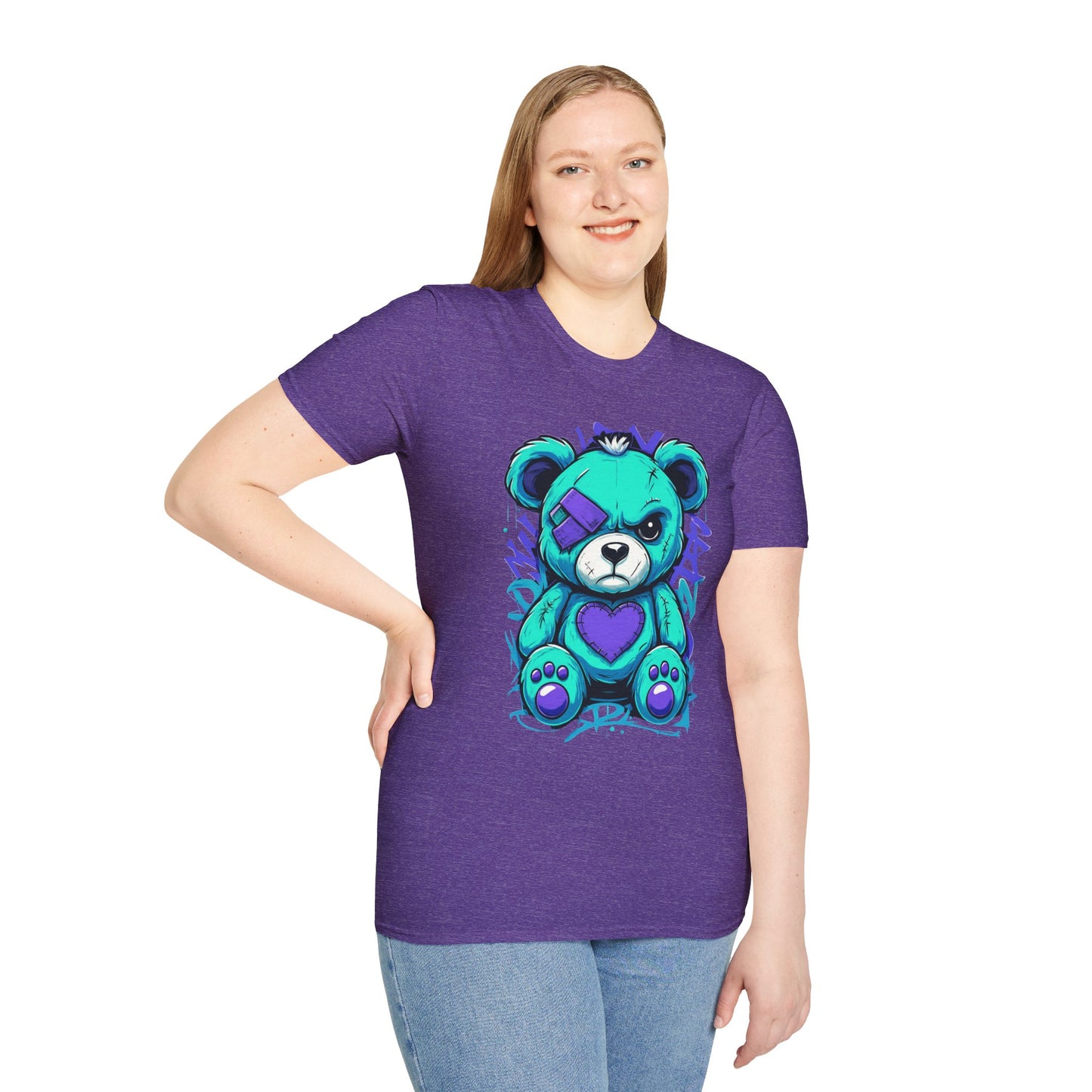 Adorable Grumpy Bear Unisex Softstyle T-Shirt | Cute Graphic Tee, Casual Wear, Gift for Animal Lovers, Birthday Present, Fun Fashion