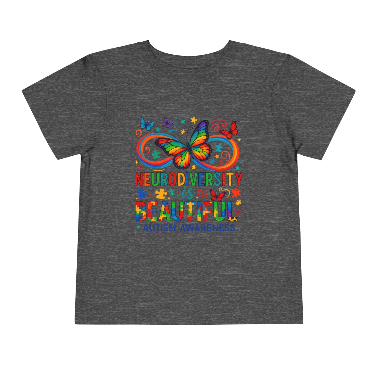 Toddler Tee - Neurodiversity is Beautiful Butterfly Rainbow Puzzle Piece Tee
