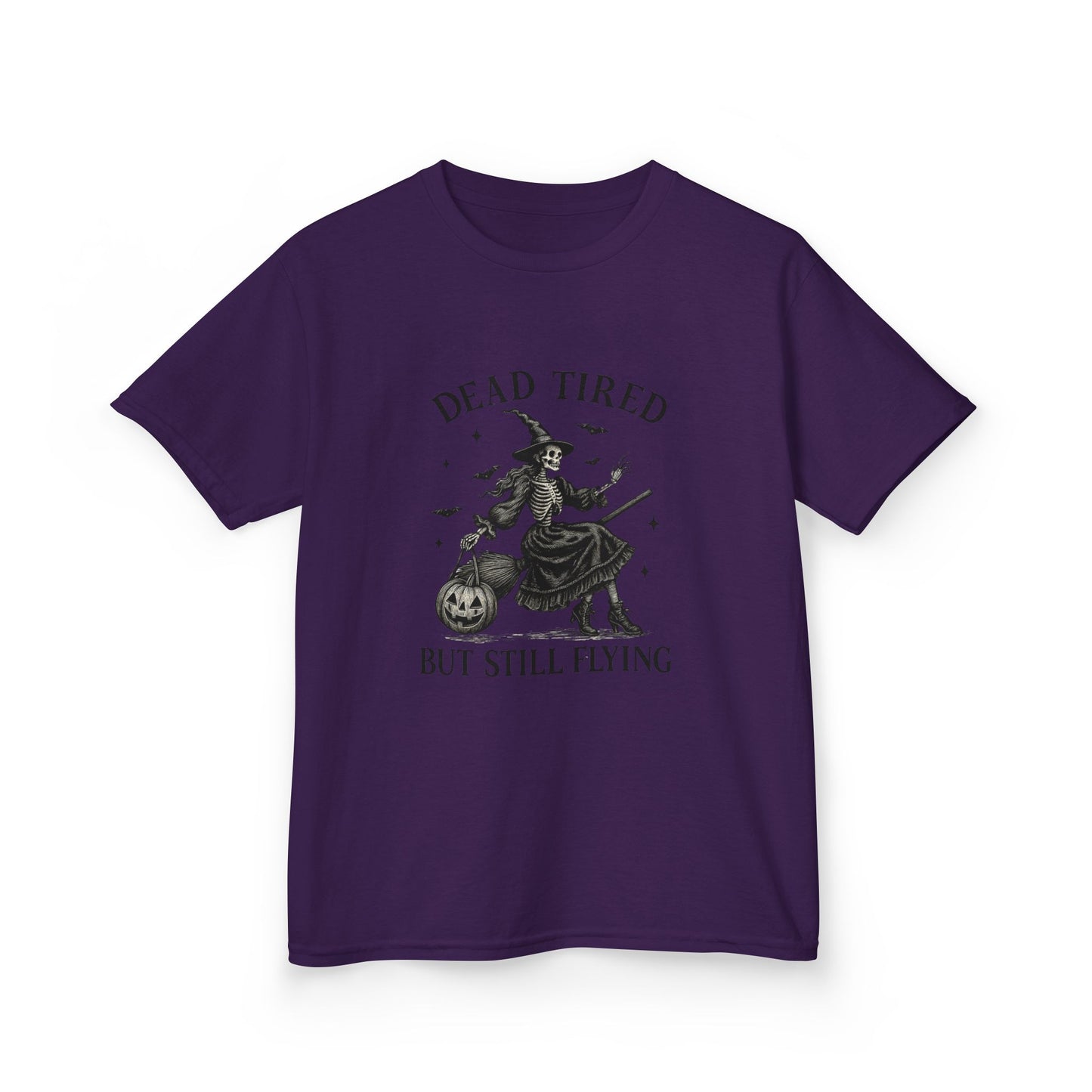 Dead Tired But Flying Skeleton Witch Tee
