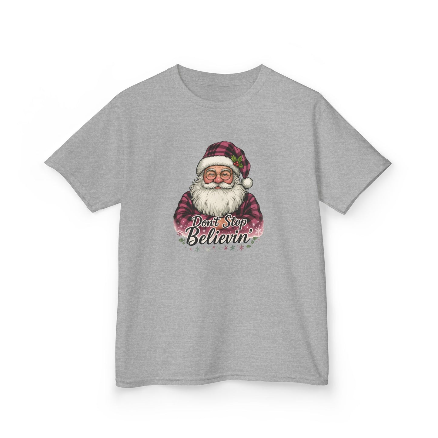 Plaid Santa 'Don't Stop Believin' Christmas Tee