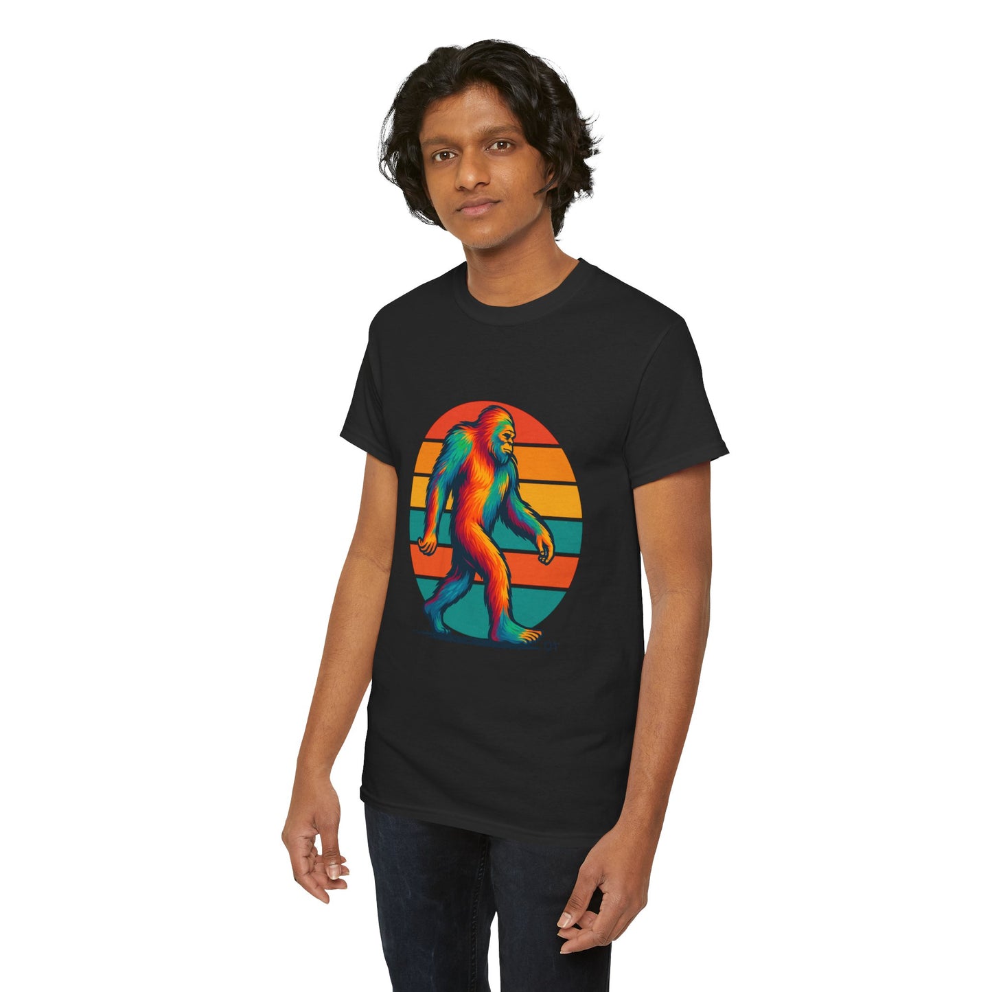 Colorful Bigfoot Unisex T-Shirt, Fun Graphic Tee for Nature Lovers, Perfect for Holidays, Festivals, Camping, Gifts