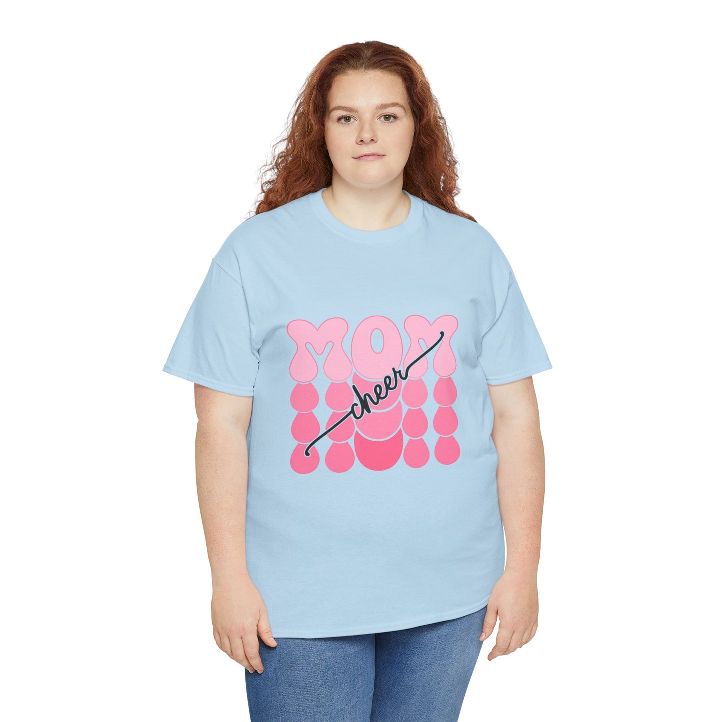 MOM Cheer – Pink Bubble Letter Spirit Tee