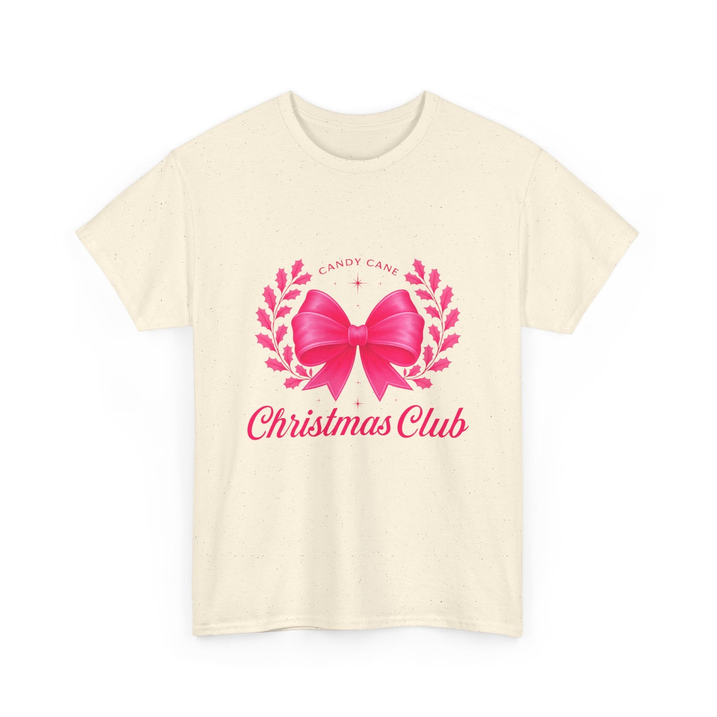 Christmas Tee with Pink Bow and Candy Cane Christmas Club Text