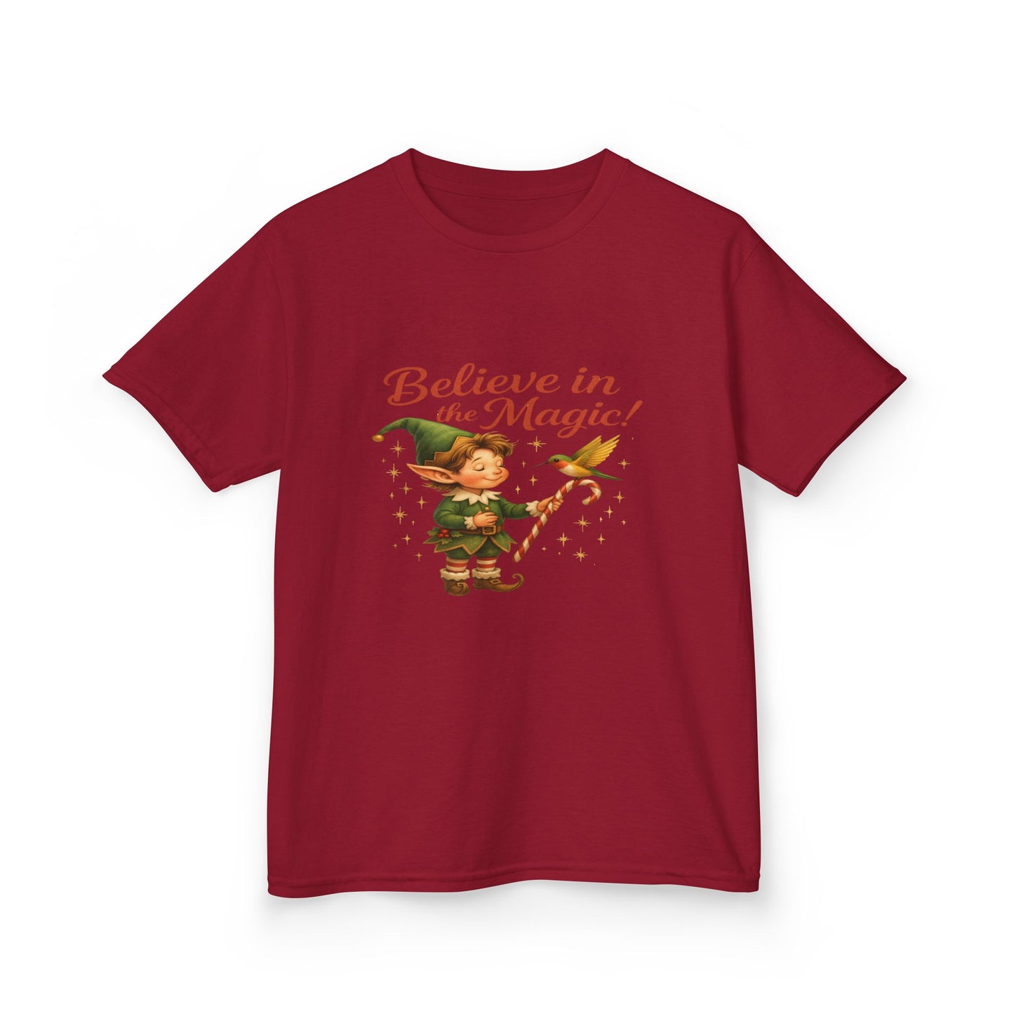 Believe in the Magic Elf & Dino Christmas Kids Tee