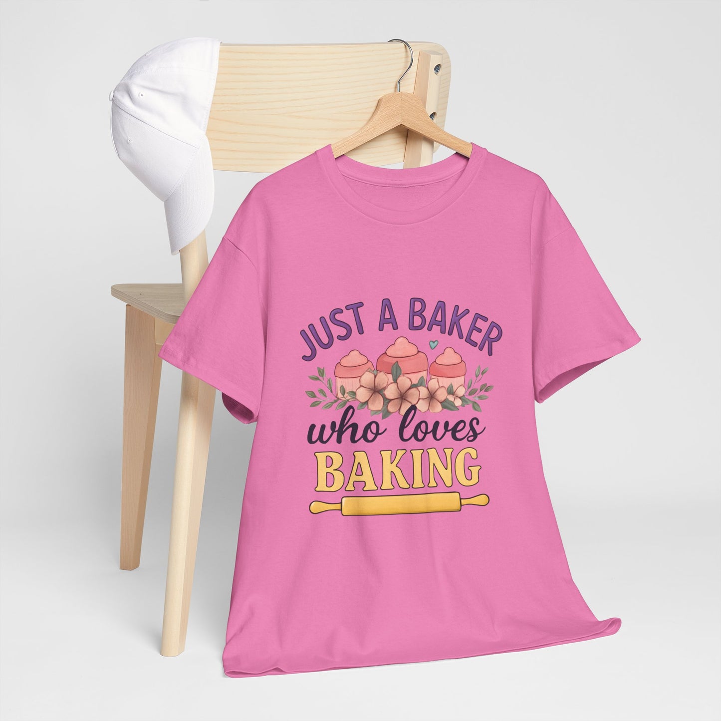 Baking Lover Tee with Cupcake and Rolling Pin Design