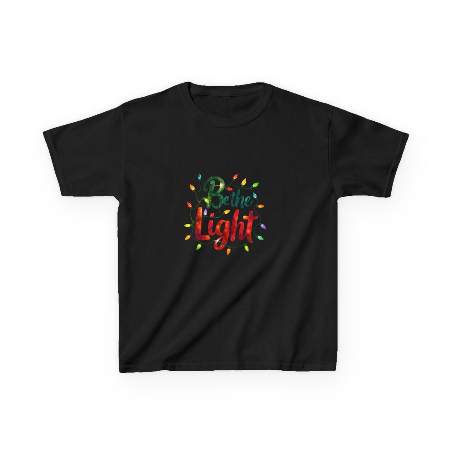 Be the Light - Watercolor Dinosaur Christmas Kids Tee