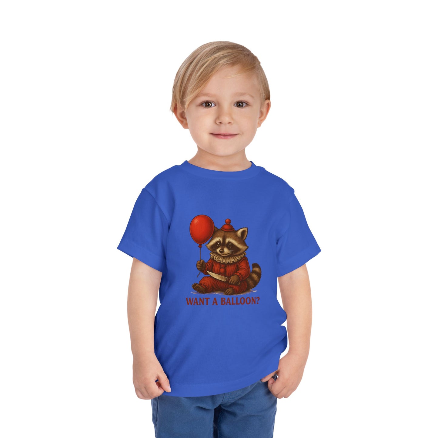 Toddler Halloween Tee with Seated Raccoon Clown Design