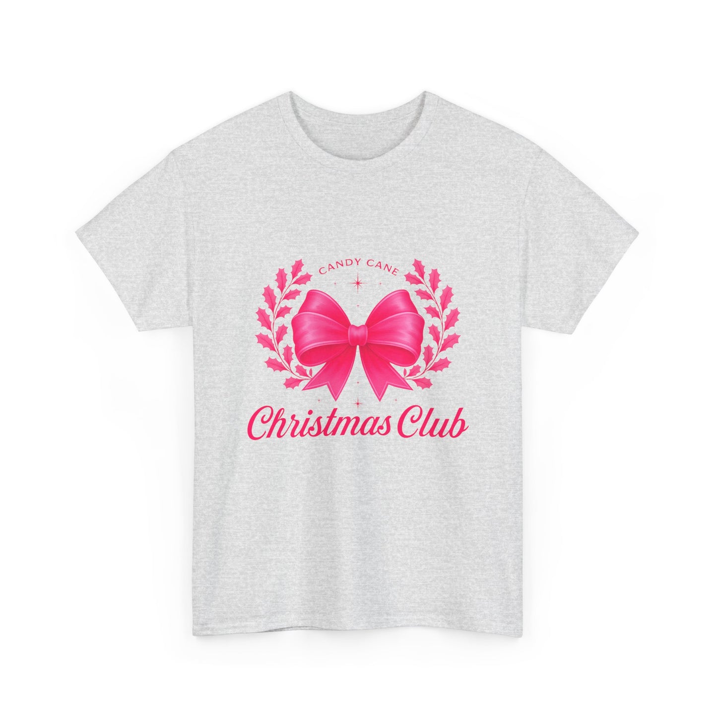 Christmas Tee with Pink Bow and Candy Cane Christmas Club Text