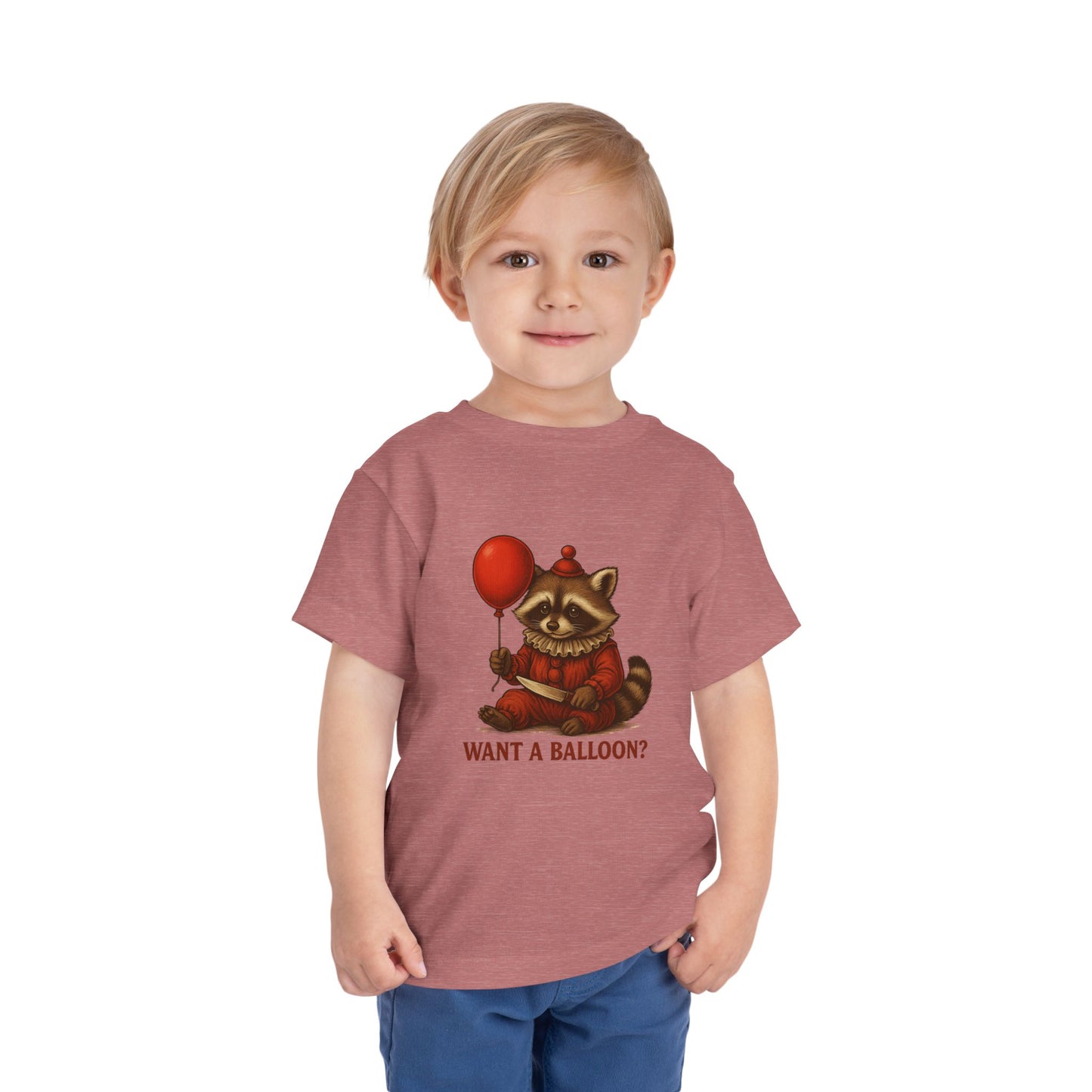 Toddler Halloween Tee with Seated Raccoon Clown Design