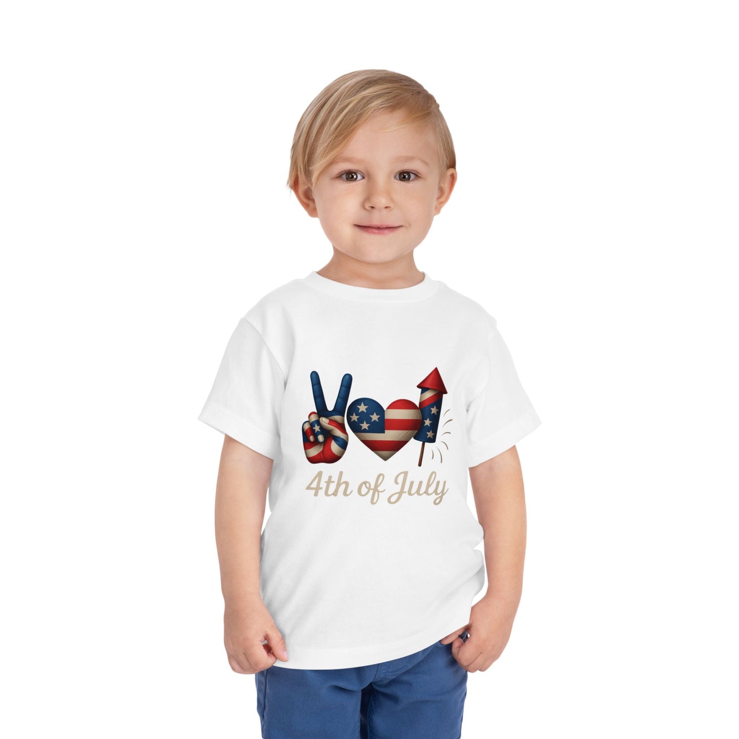 4th of July Peace & Heart Tee: Patriotic Toddler Shirt