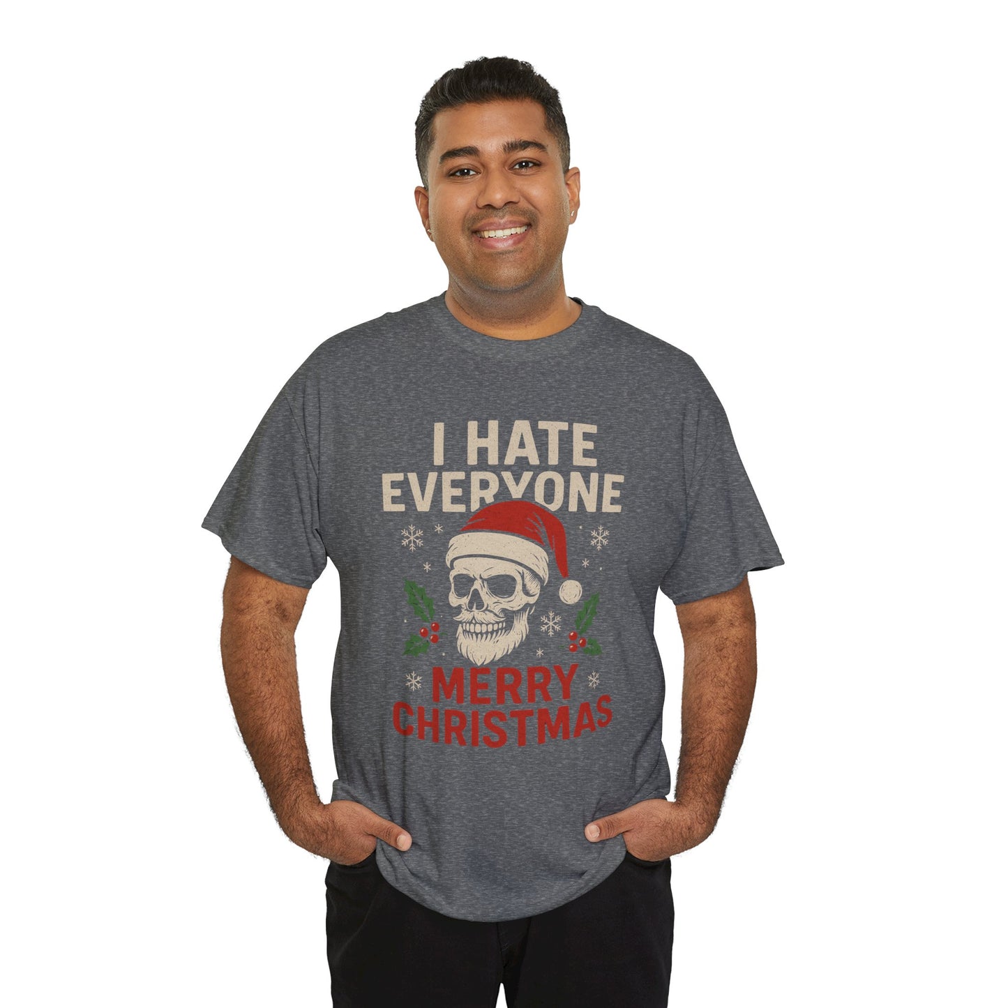I Hate Everyone Merry Christmas Skull Tee