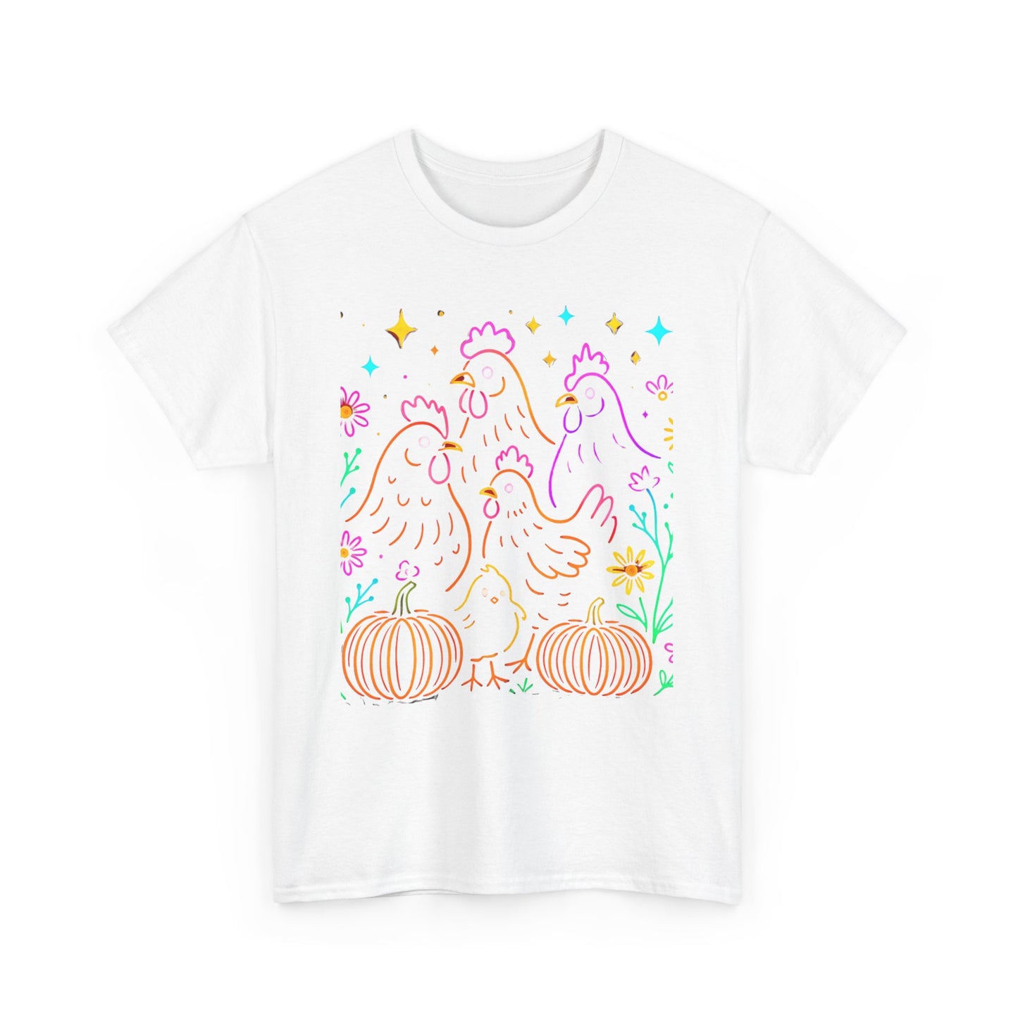 Autumn Glow Chicken Tee – Colorful Farmhouse Pumpkin Shirt