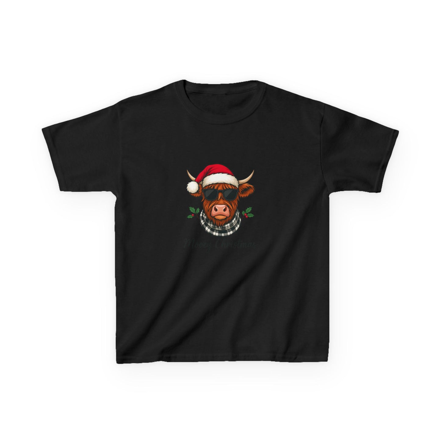 Moovey Christmas Highland Cow Kids Tee
