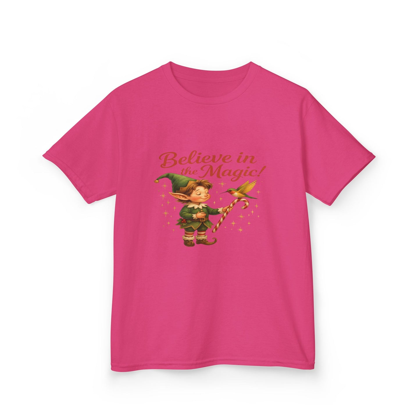 Believe in the Magic Elf & Dino Christmas Kids Tee