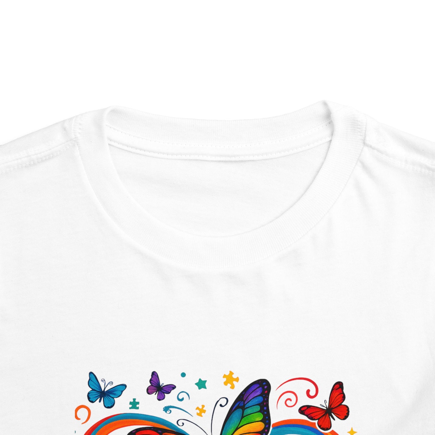 Toddler Tee - Neurodiversity is Beautiful Butterfly Rainbow Puzzle Piece Tee