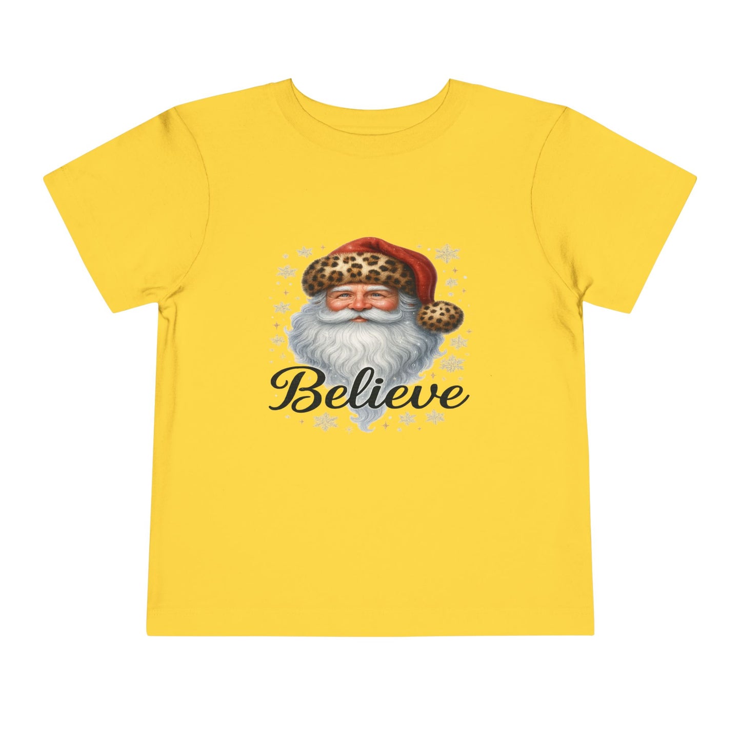 Believe Santa Leopard Print Toddler Christmas Tee