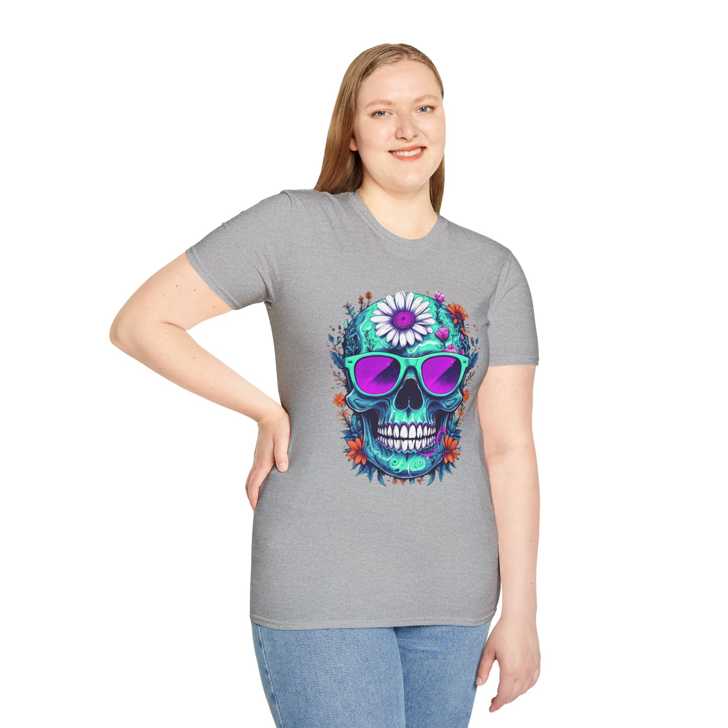 Vibrant Skull Graphic Tee, Edgy Unisex T-Shirt, Festival Wear, Vintage Inspired Tops, Halloween Must-Have, Cool Casual Style