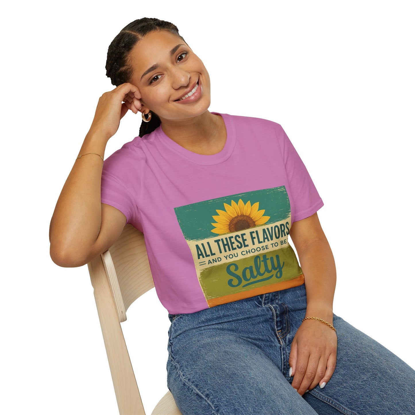 Sunflower Salty T-Shirt: Unisex Softstyle Tee for Sunshine Lovers, Casual Wear, Birthday Gift, Summer Vibes, Relaxed Style