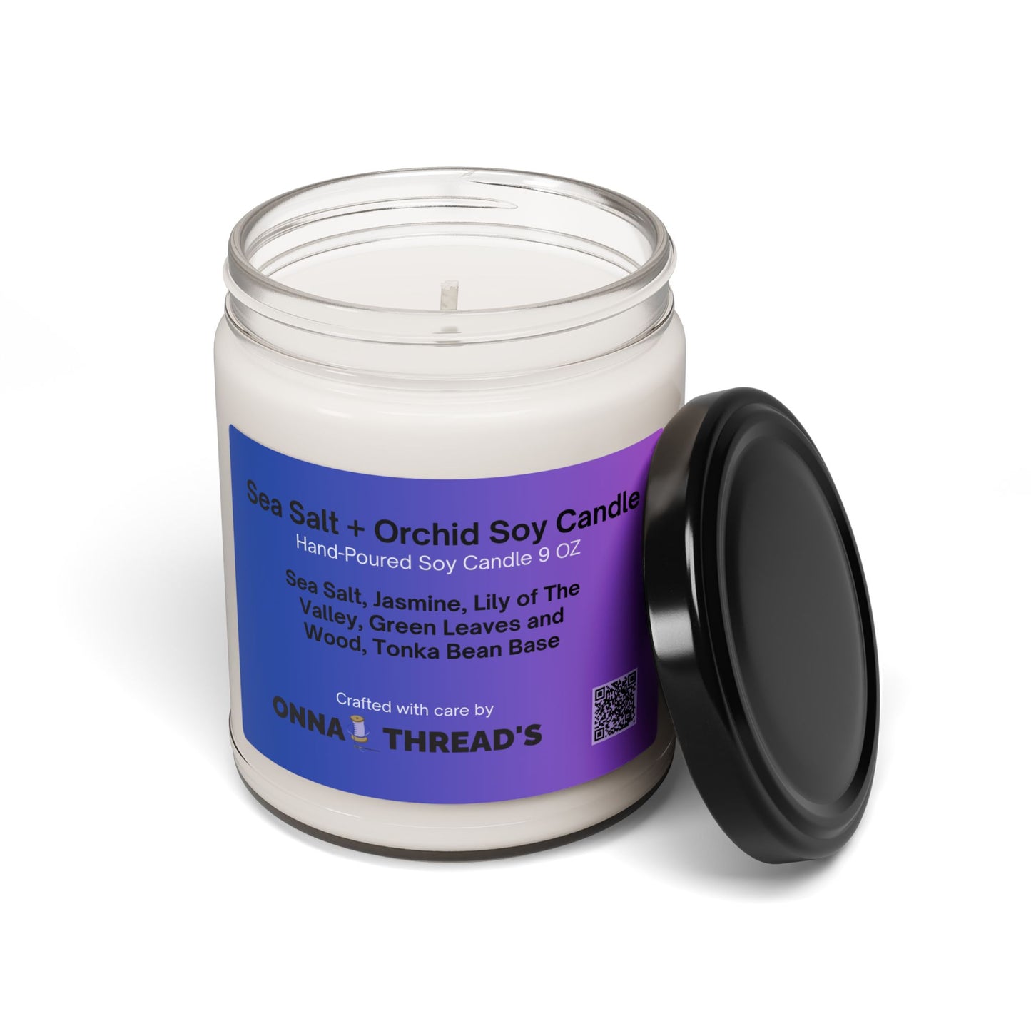 Relaxing Scented Soy Candle | Sea Salt & Orchid, Aromatherapy Gift, Home Decor, Spa Essentials, Eco-Friendly Candle