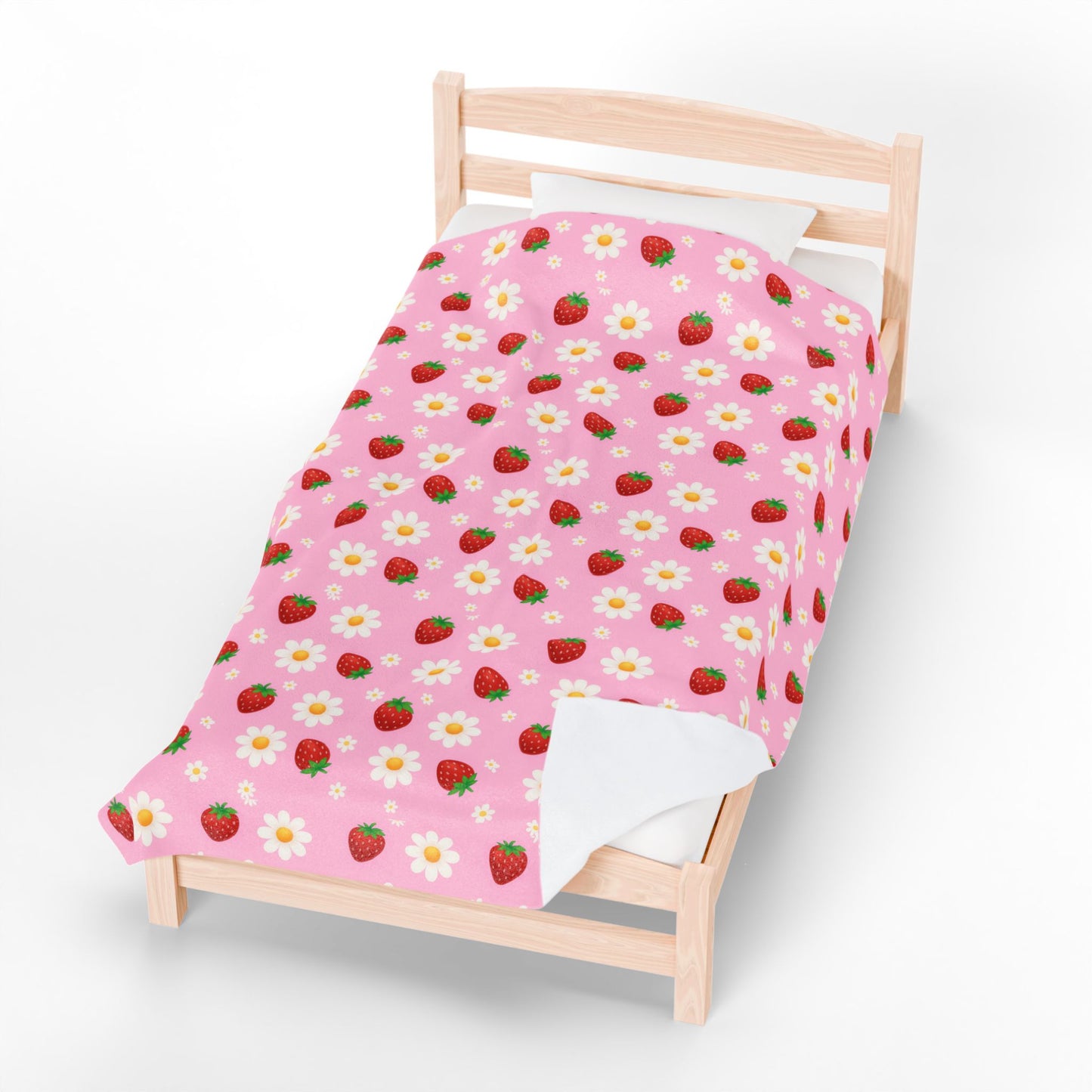 Cozy Strawberry Floral Blanket | Soft Plush Throw, Nursery Decor, Gift for Kids, Spring Home Accents, Cute Couch Cover
