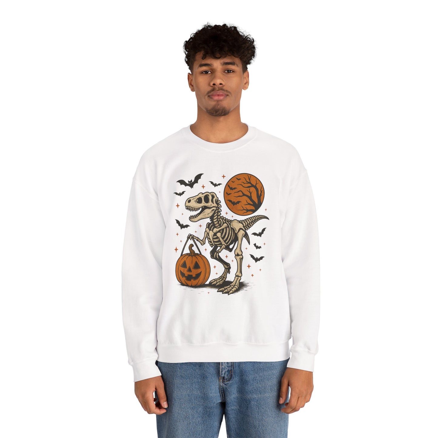 T-Rex Skeleton & Jack-o'-Lantern Halloween Crewneck