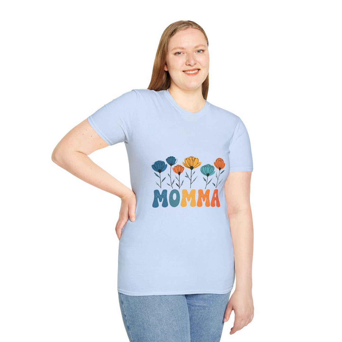 Momma Floral Softstyle T-Shirt | Perfect for Mother's Day, Gifts for Moms, Casual Wear, Spring Fashion, Family Gatherings