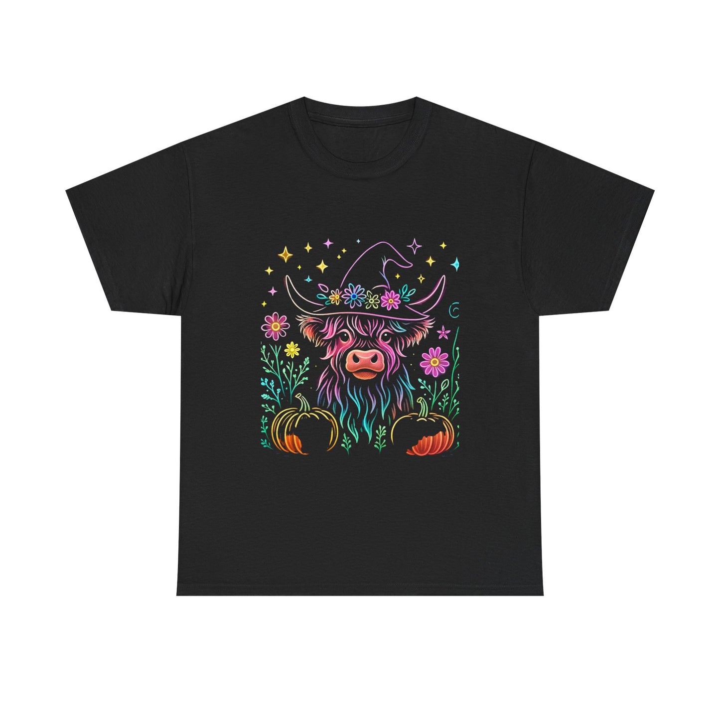 🎃 Magical Highland Cow Tee – Witchy Pumpkin Farm Shirt